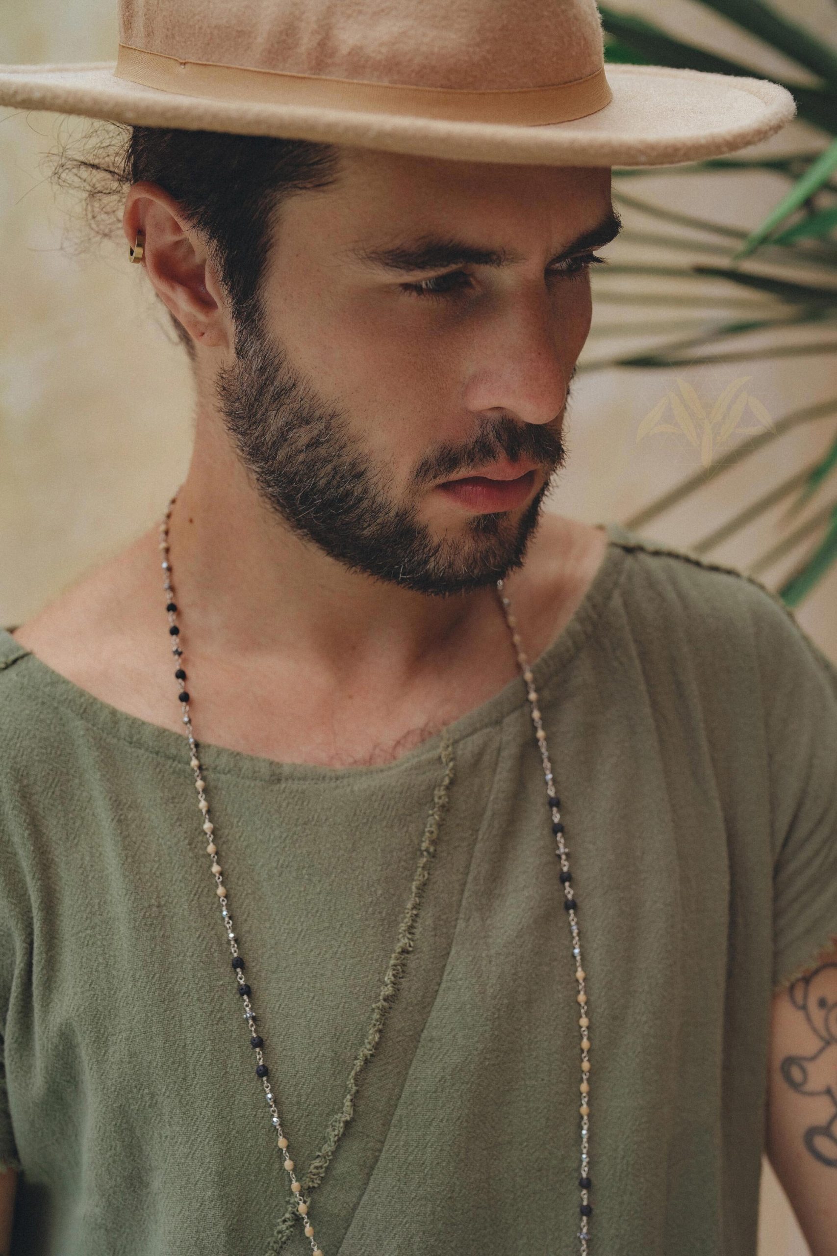 Sage Green Handmade Shirt Boho Tribal Wide Neck