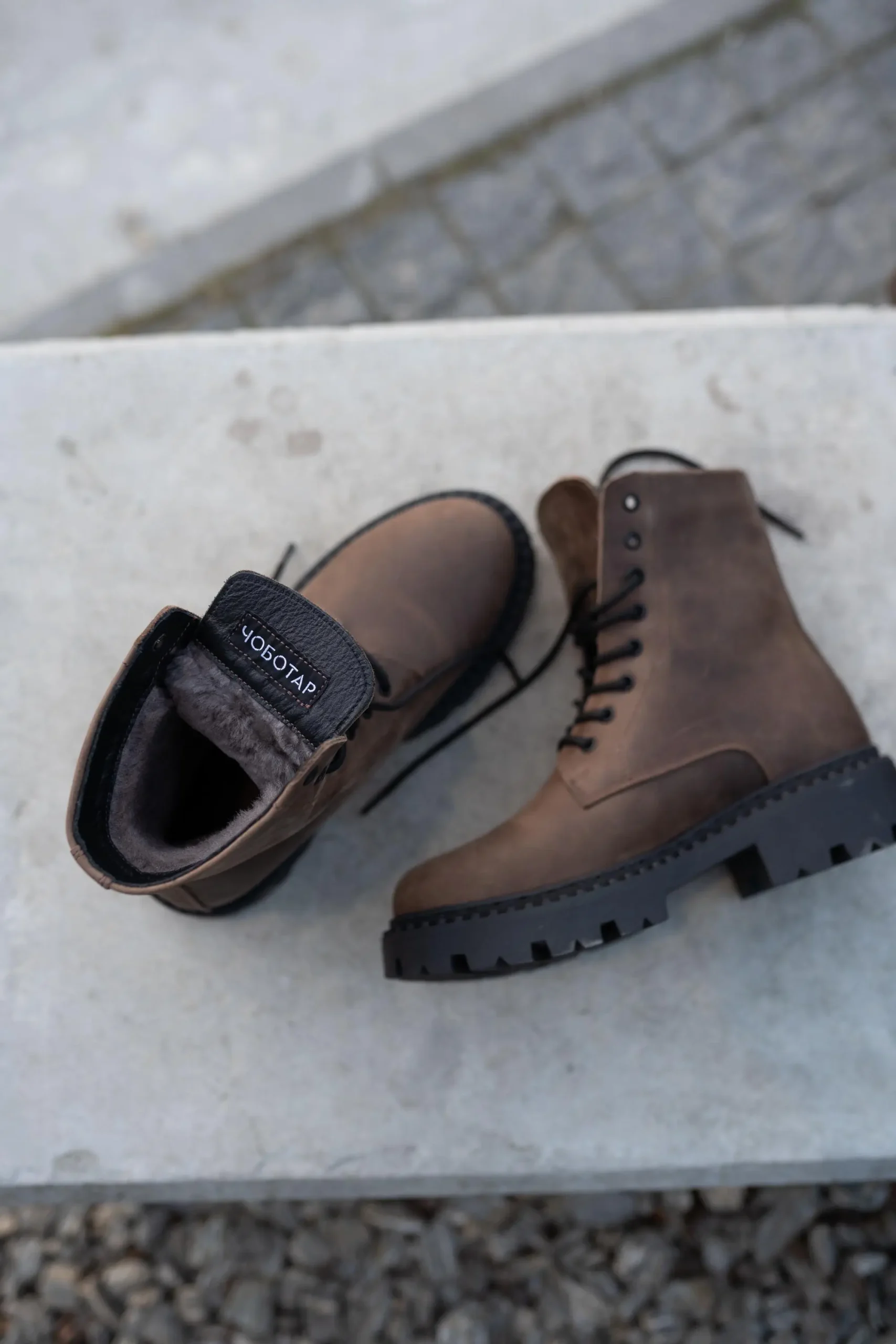 Brown Leather Ankle Boots For Women Crazy Horse