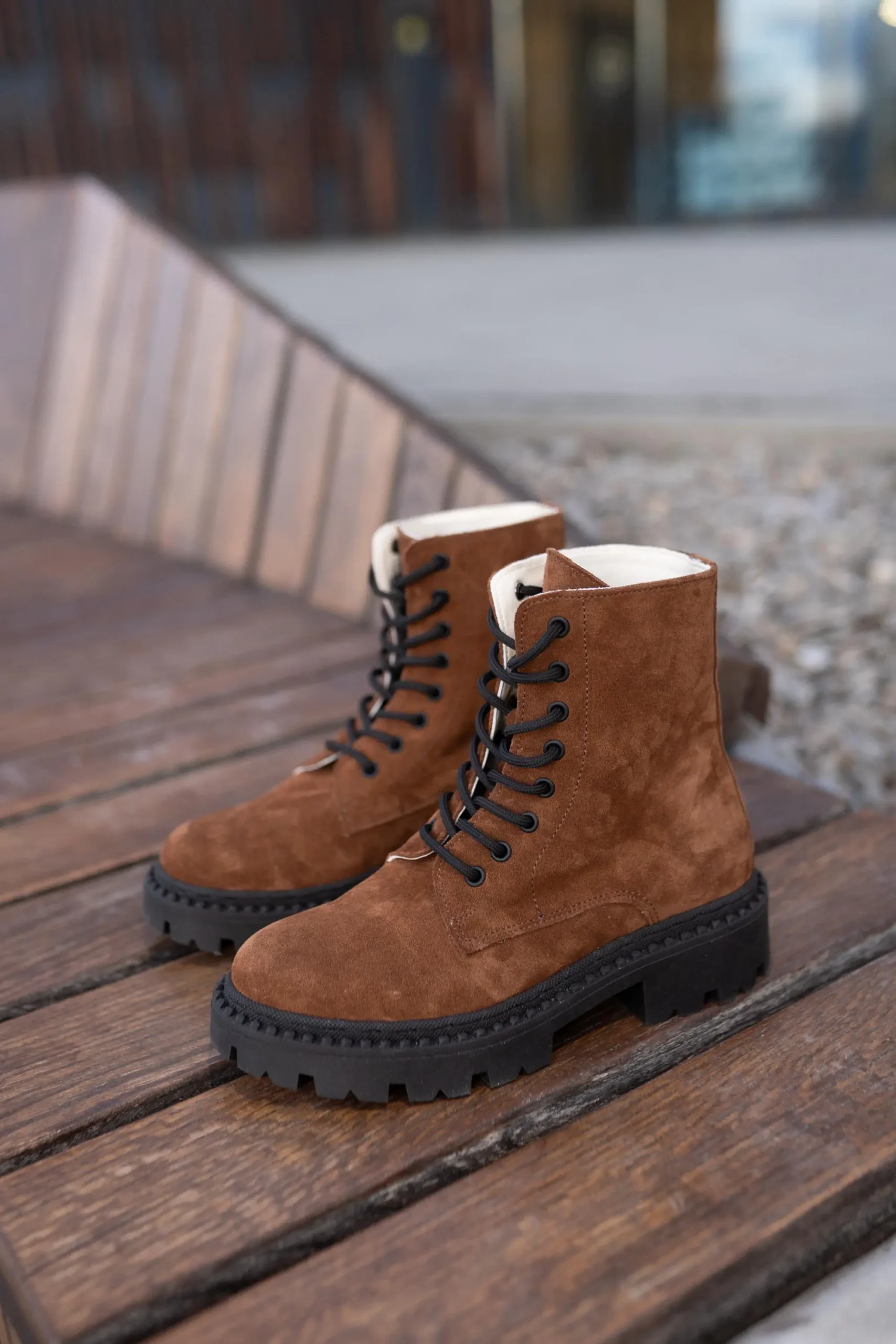 Women S Brown Suede Combat Boots Handmade Lace