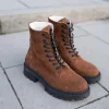 Women S Brown Suede Combat Boots Handmade Lace